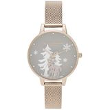 Olivia Burton Analoog kwartshorloge met roségoudkleurige roestvrijstalen armband voor dames - OB16AW01