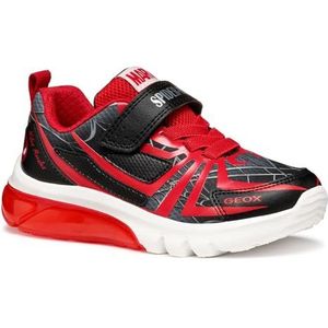Geox J CIBERDRON Boy G Sneaker, zwart/rood, maat 24, Zwart Rood, 24 EU