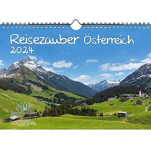 Reismagie Oostenrijk, DIN A4, kalender voor 2024, Wenen, Salzburg, Linz, bergen, stad, land, vakantie - Seelenzauber
