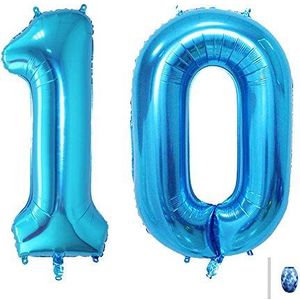Huture 2 ballonnen, aantal 10 figuren, opblaasbaar, helium folieballon, grote foliemylar ballonnen, enorme blauwe ballonnen 40 inch, aantal ballonnen, voor verjaardag, feest, decoratie, afstudeerbal XXL, 100 cm