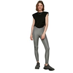 TRENDYOL Dameslegging, lichte disco, gebreide kanten, zilver, S
