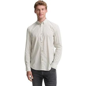TOM TAILOR Denim Slim fit herenhemd met patroon, 38379 - White Green Mini Paisley Print, XL