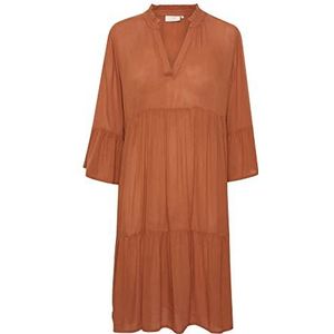 KAFFE Dames Dress Flowing Midi 3/4 Sleeves Boho Casual, Auburn, 44
