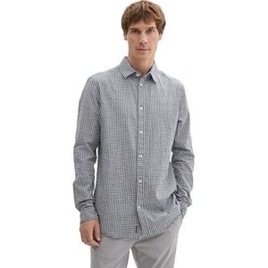 TOM TAILOR heren overhemd, 36420 - Navy White Dobby Vichy, XL