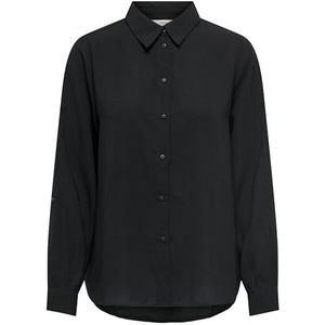 ONLY Onlmulan L/S Fold Up Shirt WVN blouse met lange mouwen voor dames, zwart, L