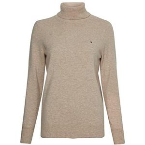 Tommy Hilfiger Dames Wool Cashmere Roll-nk Sweater Pullover, White Dove Heather, XXS