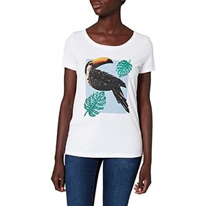 ONLY Onlkita Summer Seq JRS T-shirt voor dames, Wit/Detail:Tucan Blad, S