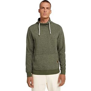 TOM TAILOR Uomini Sweatshirt met wikkelkraag 1027445, 27908 - Oak Green Multi Grindle, M