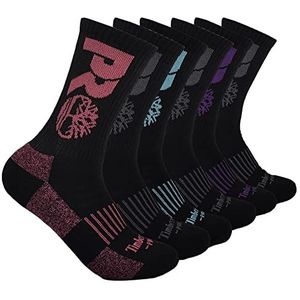 Timberland PRO Dames half gewatteerd, set van 6 Crew-sokken, zwart, eenheidsmaat, zwart, One Size