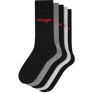 WRANGLER Heren Sokken LEES - 5pk Zwart/Houtskool/Grijs Marl, Zwart/Houtskool/Grijs Marl, 37-42 EU