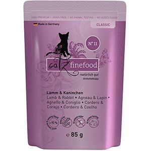 catz finefood N° 11 Lam & Konijn fijnvoedsel nat kattenvoer, verfijnd met cranberries en wortel, 16 x 85 g zak