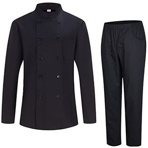 MISEMIYA - Koksjas en broek voor heren - koksjas voor heren - uniform voor gastronomie - Ref. 842-8312, Jassen en broek 8428 - zwart, S