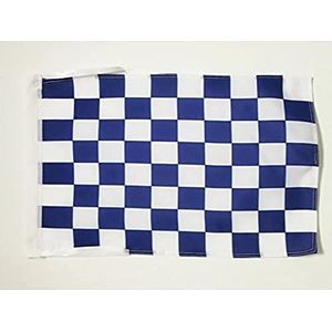 Blauw en wit geruite vlag 45x30 cm koorden - geruitte racevlaggen 30 x 45 cm - Banier 18x12 in hoge kwaliteit - AZ FLAG