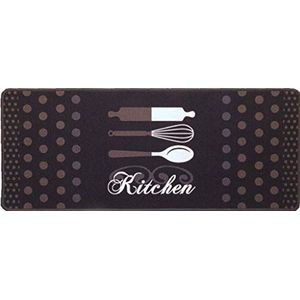 Deurmat vuilvangmat keuken keukenloper Deco-Flair Kitchen Polkadots antraciet - grijs 45 x 75 cm antislip en wasbaar