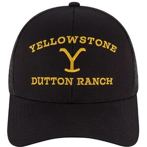 Concept One Yellowstone Verstelbare Mesh Snapback Trucker Hat met gebogen rand Baseball Cap, Zwart, Eén Maat