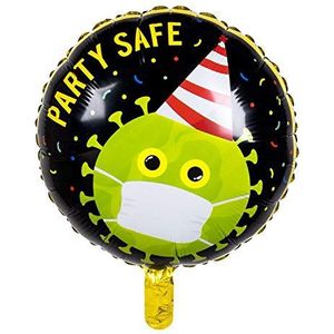 Boland 44626 - folieballon Party Safe, grootte 45 cm, tweezijdig bedrukte ballon, luchtballon, helium, cadeau, decoratie, verjaardag, themafeest, carnaval