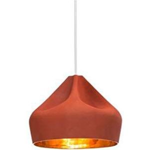 Pleat Box 24 LED-hanglamp, 5-8 W, met kap van keramiek en email, terracotta/goud, 21 x 21 x 18 cm (A636-215)