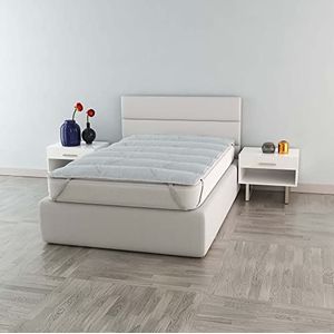 Topper gewatteerd met elastieken, biokeramiek, eenpersoonsbed 80 x 195 cm