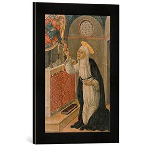 Ingelijste afbeelding van Guidoccio di Giovanno Cozzarelli Sint Catharina van Siena wisselt uw hart met Christus, kunstdruk in hoogwaardige handgemaakte fotolijst, 30 x 40 cm, mat zwart
