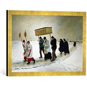 Ingelijste foto van Aime Perret ""Le Saint Viatique, en Bourgogne"", kunstdruk in hoogwaardige handgemaakte fotolijst, 60x40 cm, goud raya