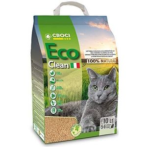 Croci Eco Clean Litter 10 L - Klonterig kattenbakvulling, biologisch afbreekbaar, spoelt door het toilet, 100% plantaardig, langdurig geurwerend zand