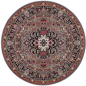 Nouristan Mirkan Orient tapijt, rond, woonkamertapijt, oosters laagpolig, vintage, oosters tapijt voor eetkamer, woonkamer, slaapkamer, grijs, 160 cm