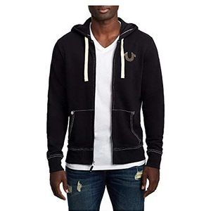 True Religion Heren Klassiek Logo Lange Mouw Zip Up Hoodie Hooded Sweatshirt - zwart - L
