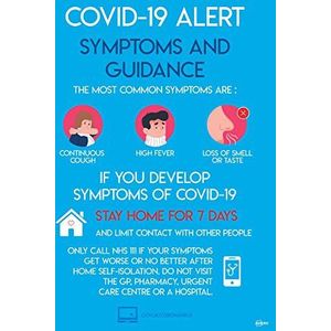 Avery COVID-19 Symptomen & Begeleiding A3 Label Signs 420mm x 297mm, 2 zelfklevende posters per verpakking