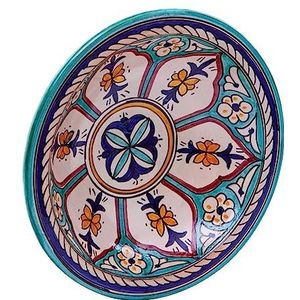 Biscottini Decoratief bord, 33 x 33 x 9 cm, keramisch bord van Marokkaans handwerk, keukendecoraties, handbeschilderde decoratieve borden