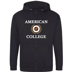 AMERICAN COLLEGE USA Sweatshirt met print, warme kleding, uniseks, kinderen, jongens en meisjes, casual, model ACSZW7, zwart, 16 jaar, Zwart, 16 ans