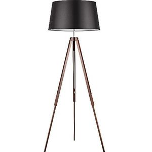 Homemania HOMBR_0136 staande lamp, staande lamp, woonkamer, vloer, hout, stof, zwart, 158 x 67 x 60,5 cm