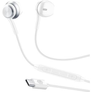 Music Sound - Capsule hoofdtelefoon - Hoofdtelefoon met kabel en microfoon - USB-C-compatibiliteit - Metalen details - Wit