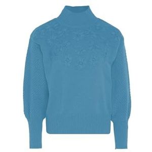 ebeeza - Trui - Turquoise - Knitwear - Opstaande Kraag - Lange Mouw