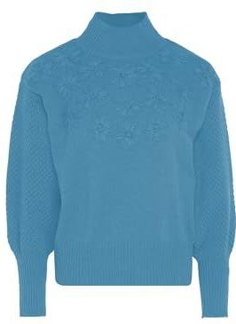 ebeeza - Trui - Turquoise - Knitwear - Opstaande Kraag - Lange Mouw