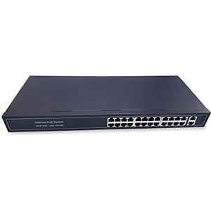 Elfcam® - 24 PoE-poorten Ethernet Switch met 2 Gigabit Ethernet Uplink 10/100/1000 Mbps, Plug & Play onbeheerd, robuust metaal (24 PoE-poorten)