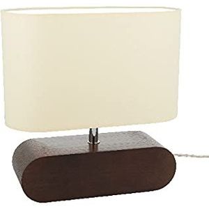 Homemania HOMBR_0206 Tafellamp Shade vorm, bureau, nachtkastje, donker hout, stof, wit, 30 x 12 x 31 cm