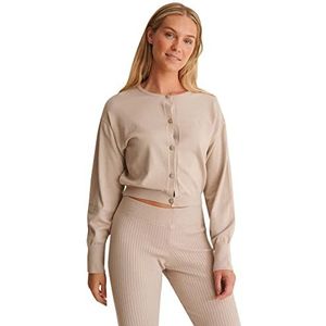 NA-KD Gebreid vest voor dames met ballonmouwen, Klei Grijs, S