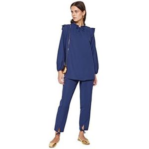 Trendyol Tweedelige set voor dames - marineblauw - regular fit overhemd, Donkerblauw, S