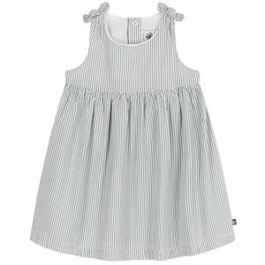 Petit Bateau Mouwloze jurk voor meisjes, Wit/Groen, 6 Maanden