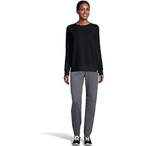 Hanes Dames Luxe Collectie Fleece Raglan Mouw Sweatshirt, Zwart, Medium