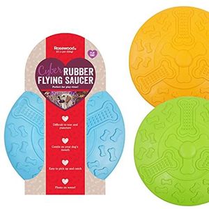 Rosewood Rubber, taai kauwbestendig, vliegende schotel frisbee hondenspeelgoed, groot, verschillende kleuren, 22 cm diameter