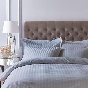 Bianca 200 Thread Count Katoen Satijn Streep Enkele Dekbedovertrek Set met Kussensloop Zilver Grijs