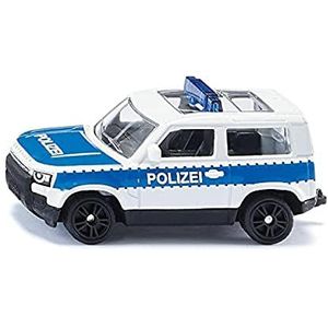 siku 1569, Land Rover Defender ""Bundespolizei"", politie speelgoedauto, metaal/plastic, zilver/blauw, rubberen banden, sportvelgen, blauwe signaalbalk, trekhaak