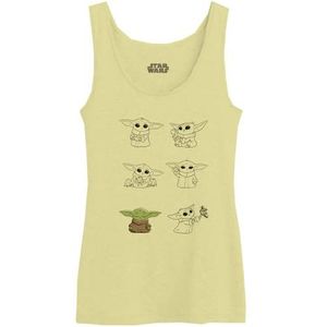 Star Wars Grogu Poster WOSWMANTK006 Dames Tanktop Geel, Maat S, Geel, S