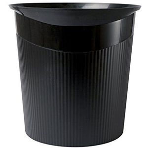 HAN Prullenbak LOOP - 6 STUKS, 13 liter inhoud/trendy design/stabiele en vuilbestendige vuilnisemmer, zwart, 18140-13