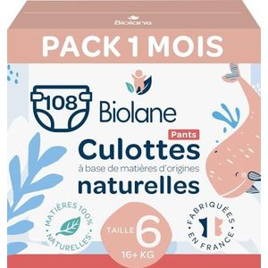 BIOLANE - luierbroekje - maat 6 (16+ kg) - lekken niet voor 12 uur - verpakking 1 maand - 108 luiers - milieuvriendelijk, made in France