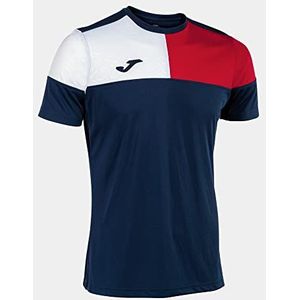 T-shirt met korte mouwen Crew V marineblauw rood wit