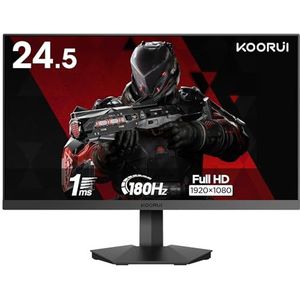 KOORUI 24.5 Inch FHD Gaming Monitor, Computer Monitors Full HD (1920 x 1080), VA, 1ms, FreeSync & G-Sync Compatible, 2x HDMI (144Hz) & DisplayPort (180Hz), sRGB 99%, VESA, Tilt Adjustable, Eye Care