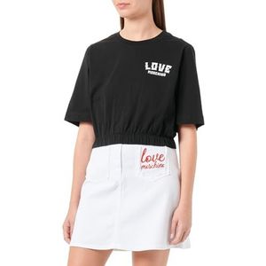 Love Moschino Dames Cropped Top T-shirt, Zwart, 44, zwart, 44