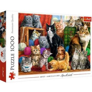 Trefl - Puzzels Katten Ontmoeting - 1000 Elementen, Katten, Katten thuis, Ontmoeting, Kattenspellen, Doe-het-zelf puzzel, Creatief Vermaak, Cadeau, Plezier, Klassieke Puzzels